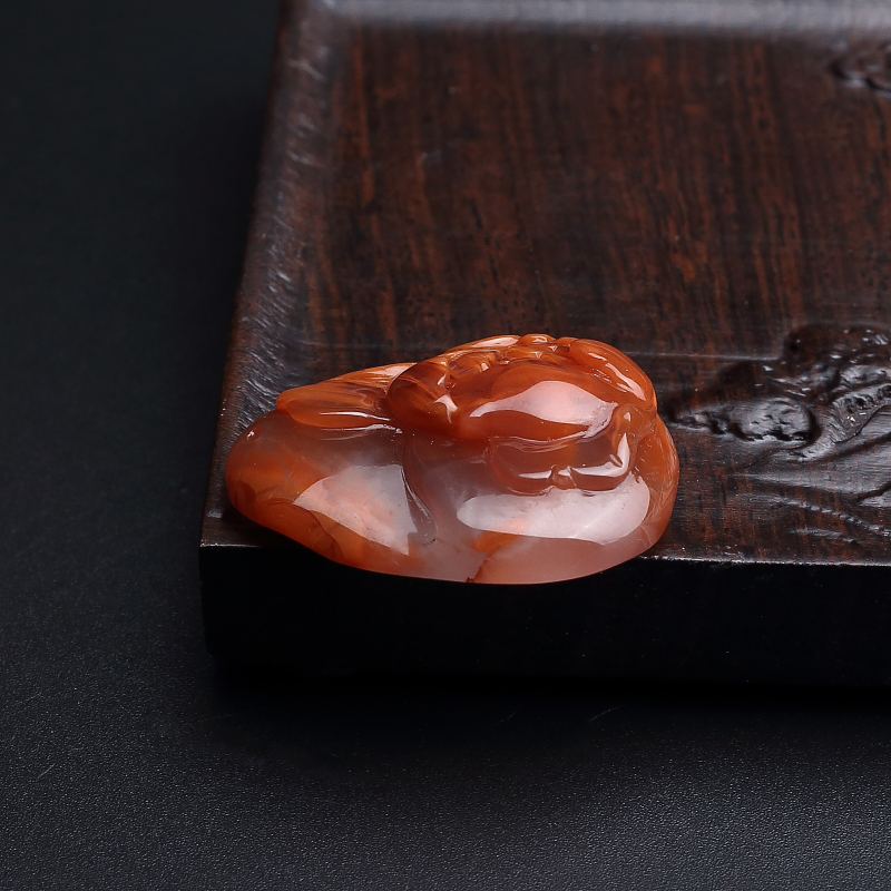 川料天然冻料柿子红南红吊坠-红掌柜