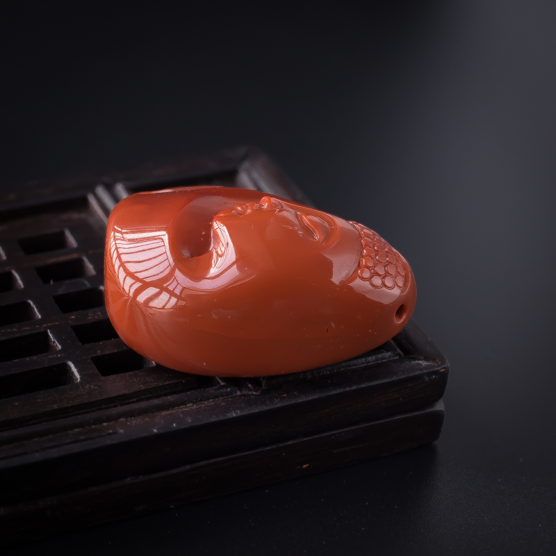 川料天然柿子红南红吊坠 - 红掌柜