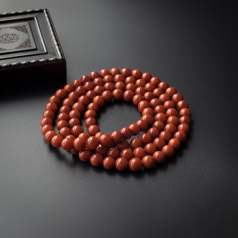 川料天然满肉柿子红南红佛珠 - 红掌柜