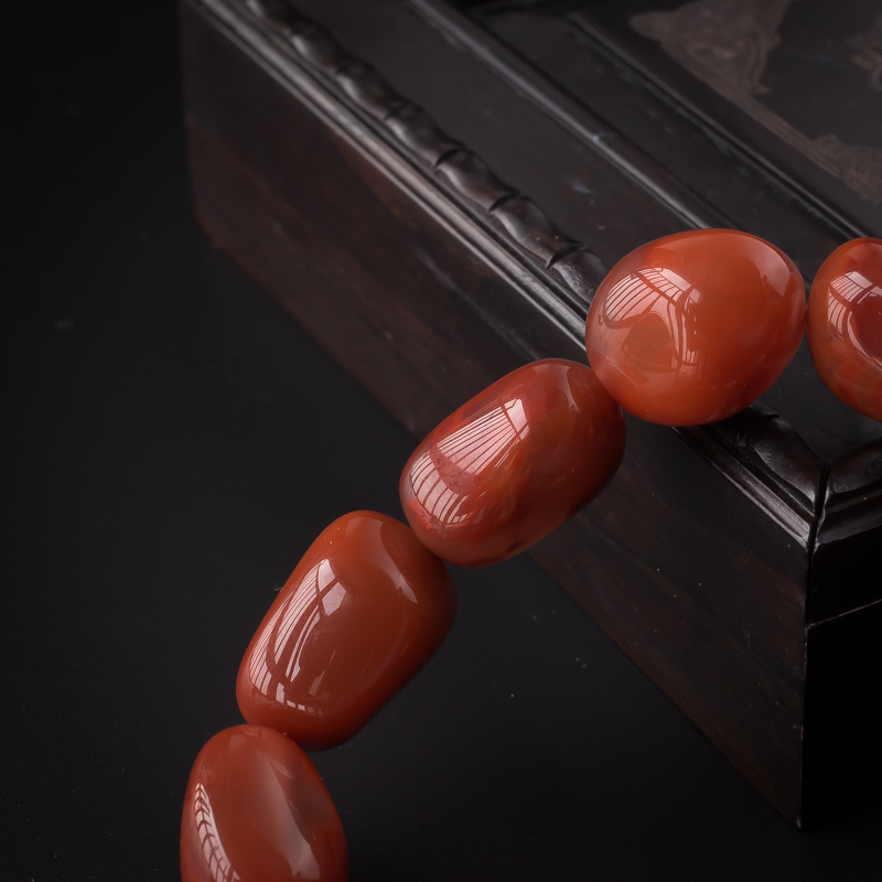 川料柿子红南红手串 - 红掌柜