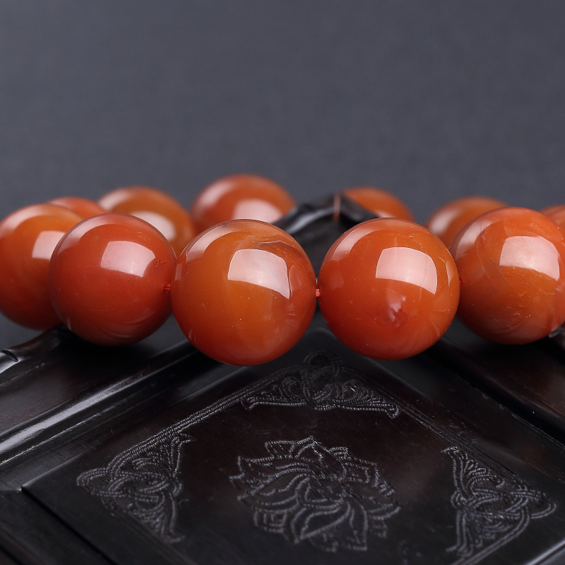柿子红南红单圈手串-红掌柜