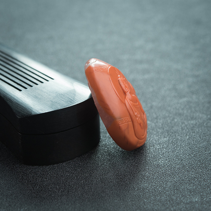 川料天然柿子红南红吊坠-红掌柜