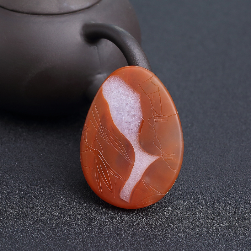 川料天然南红蝶恋花吊坠-红掌柜