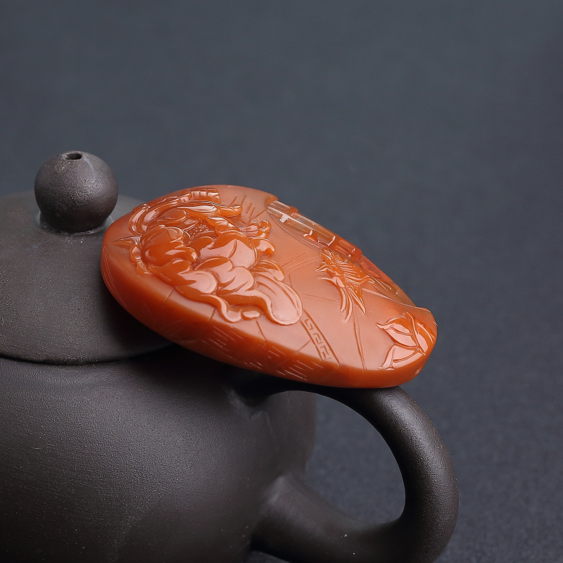 川料天然柿子红南红吊坠-红掌柜