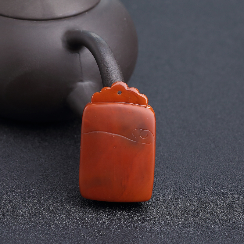 川料天然南红蝶恋花吊坠-红掌柜