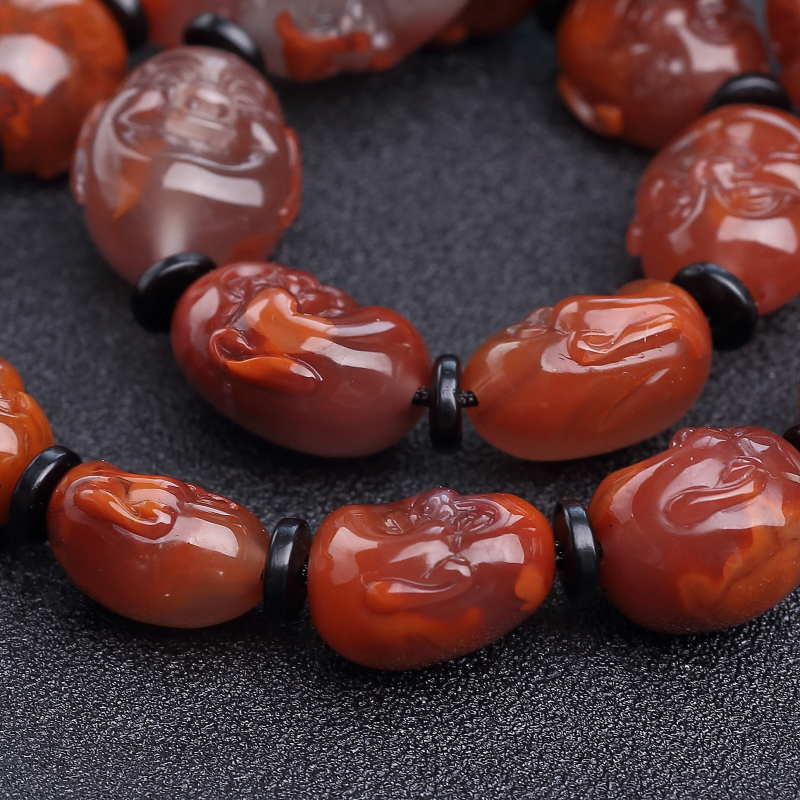 冰飘料南红佛头手持-红掌柜