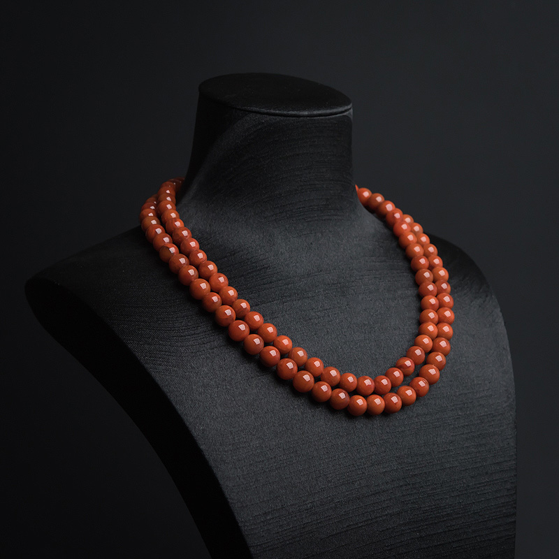 川料柿子红南红108佛珠-红掌柜