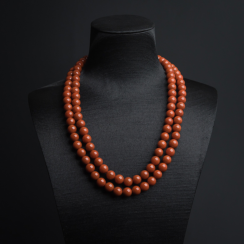 川料天然柿子红南红108佛珠-红掌柜