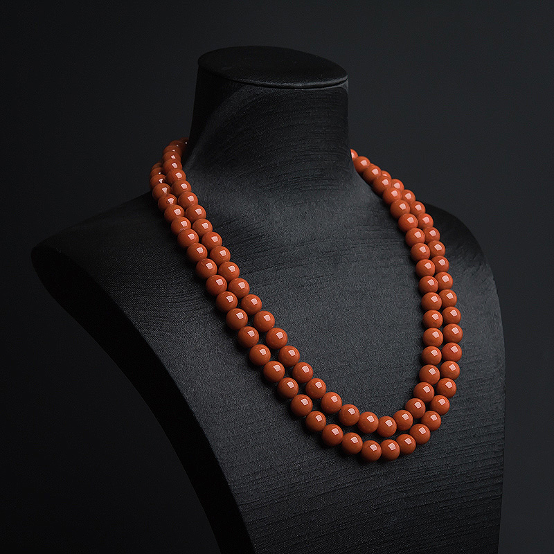 川料柿子红南红108佛珠-红掌柜