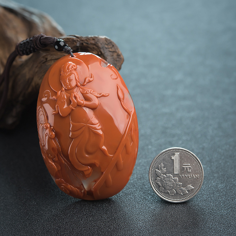 四川红白料南红吊坠-红掌柜