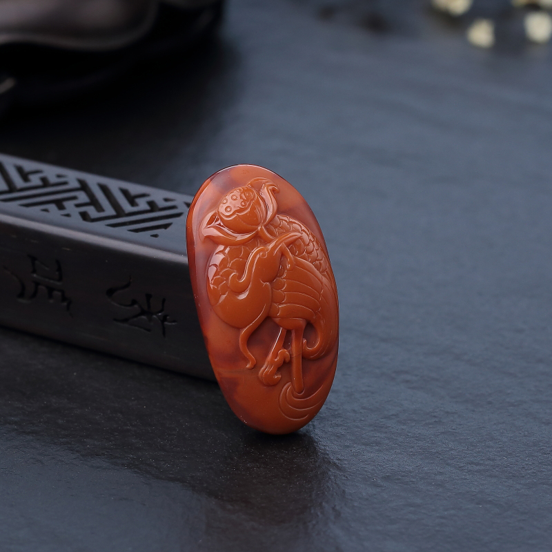 天然南红喜事连连吊坠-红掌柜