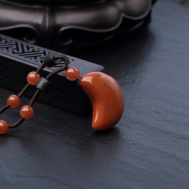 川料柿子红南红随形吊坠-红掌柜