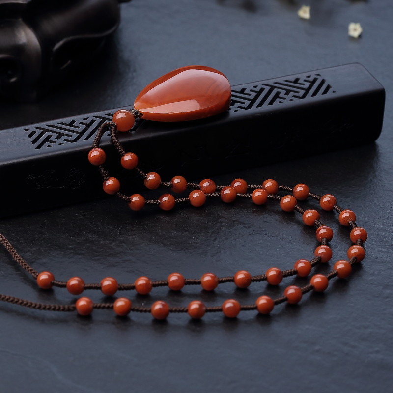 川料天然柿子红南红吊坠-红掌柜