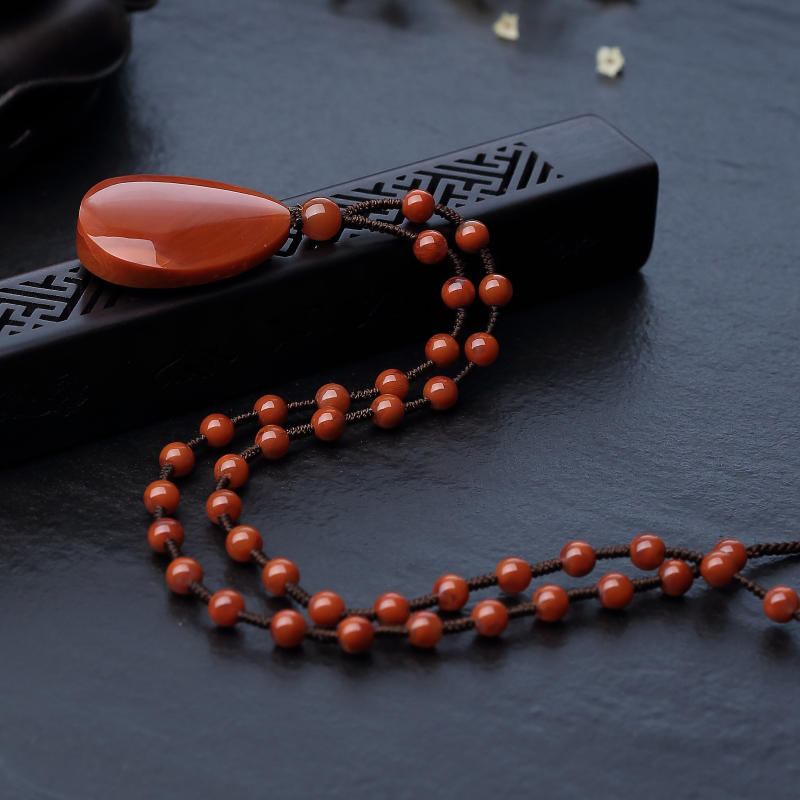 柿子红南红水滴吊坠-红掌柜