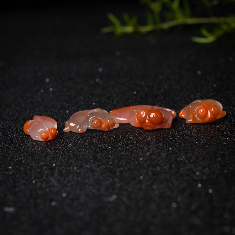 冰飘料南红金鱼套装（四件）-红掌柜