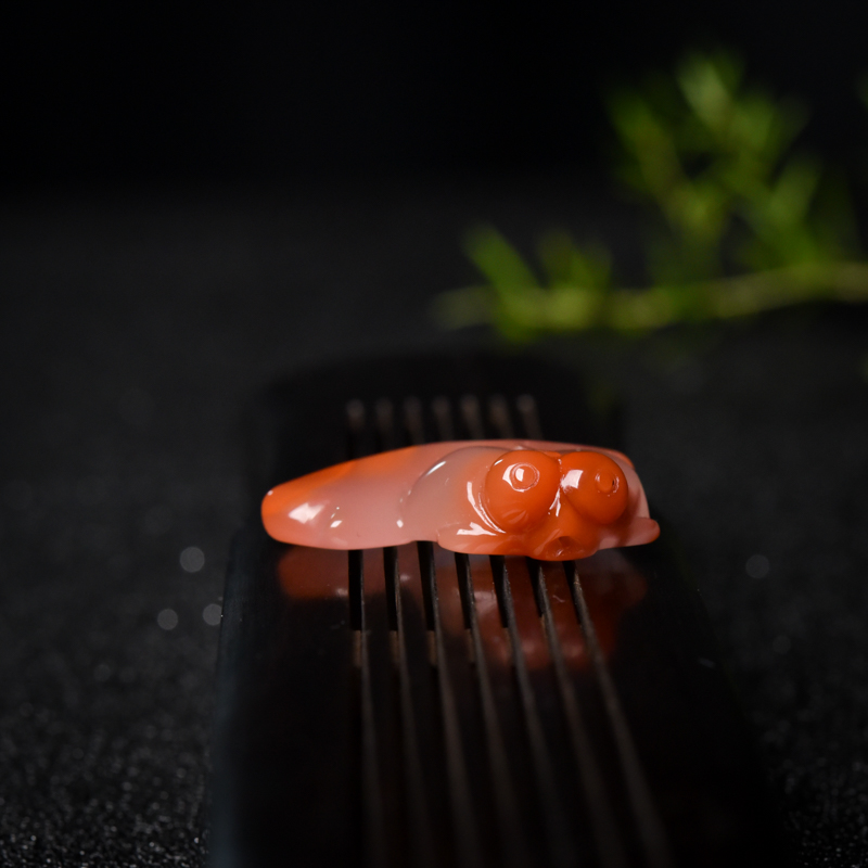 天然冰飘料南红金鱼套装（四件）-红掌柜