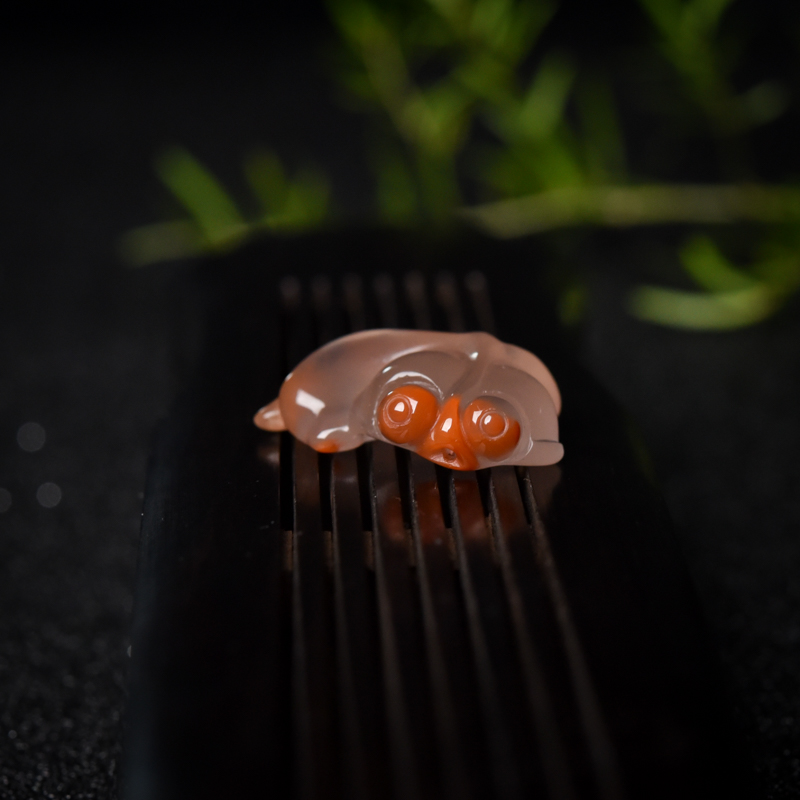 天然南红金鱼套装（四件）-红掌柜