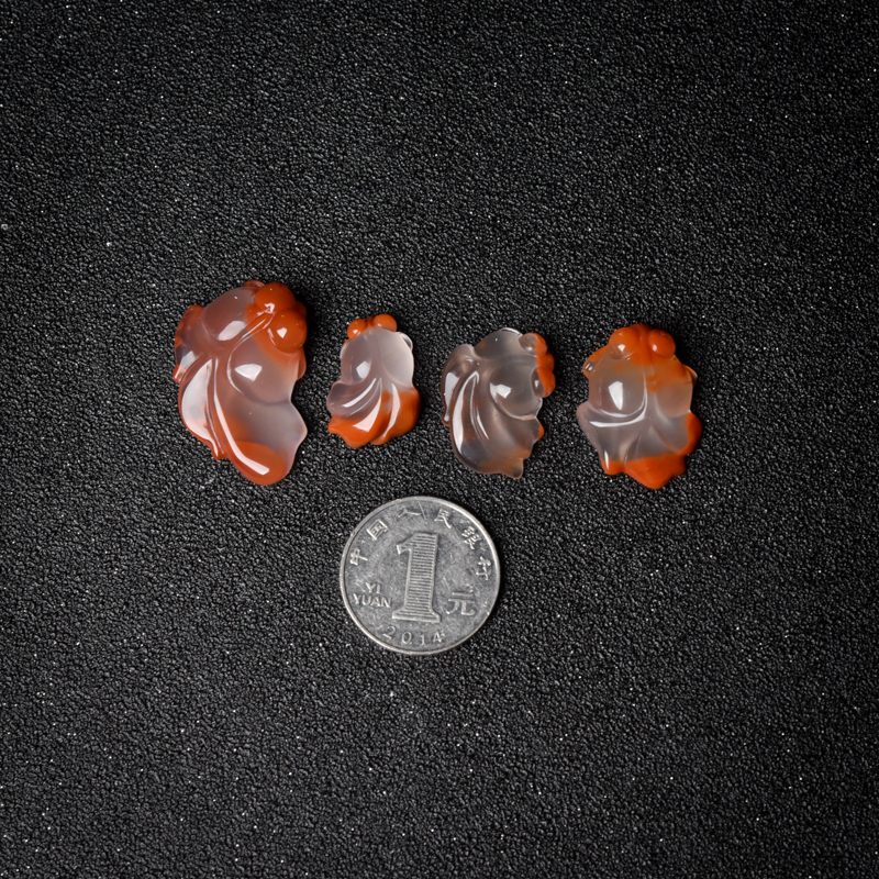 四川天然南红金鱼套装（四件）-红掌柜