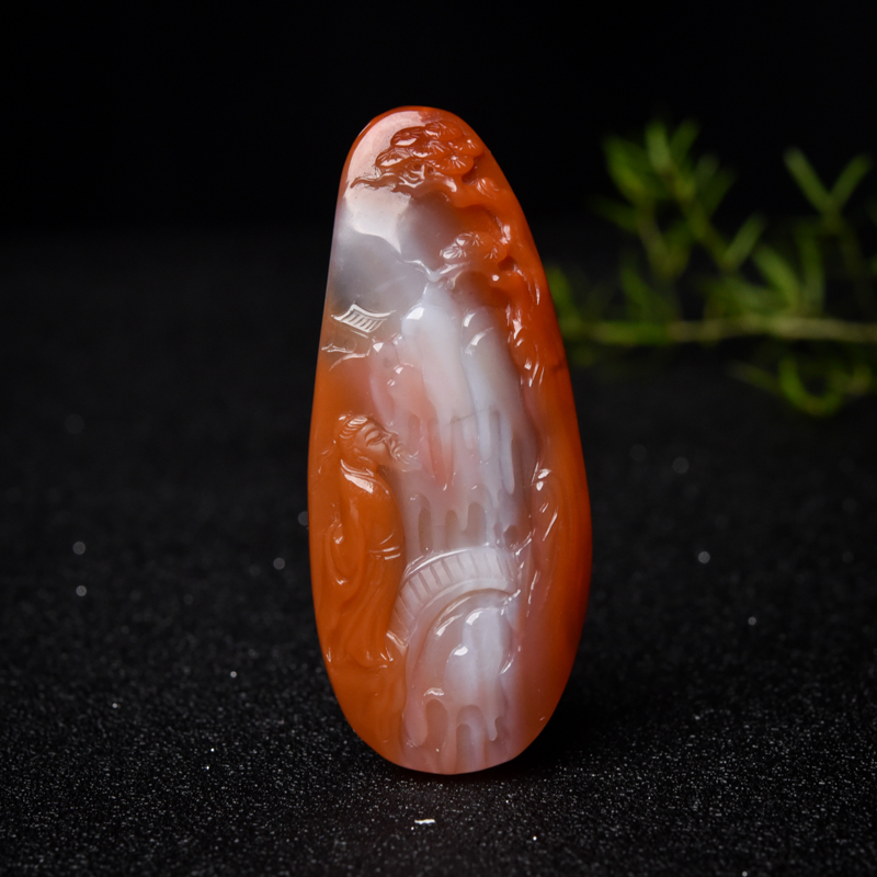 红白料南红深山访友吊坠-红掌柜