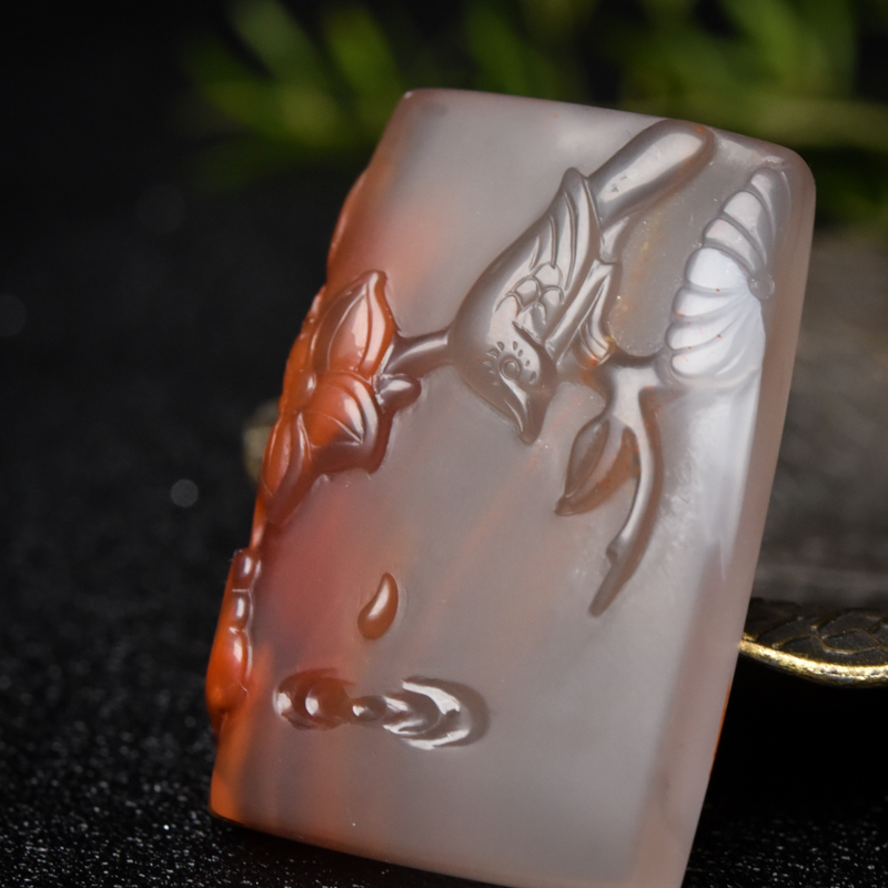 冰飘料南红吊坠-红掌柜