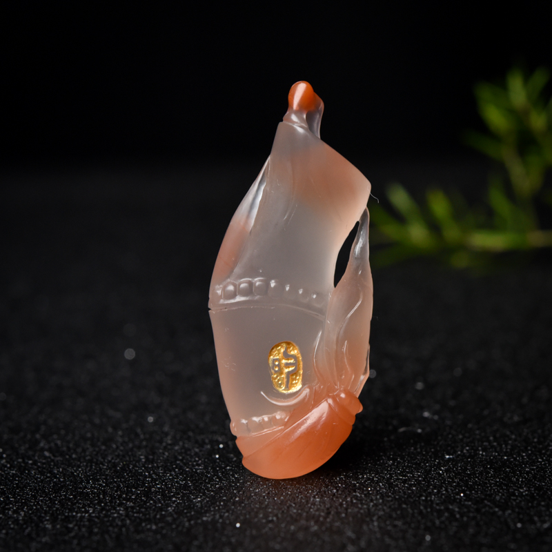 冰飘料南红竹节吊坠-红掌柜