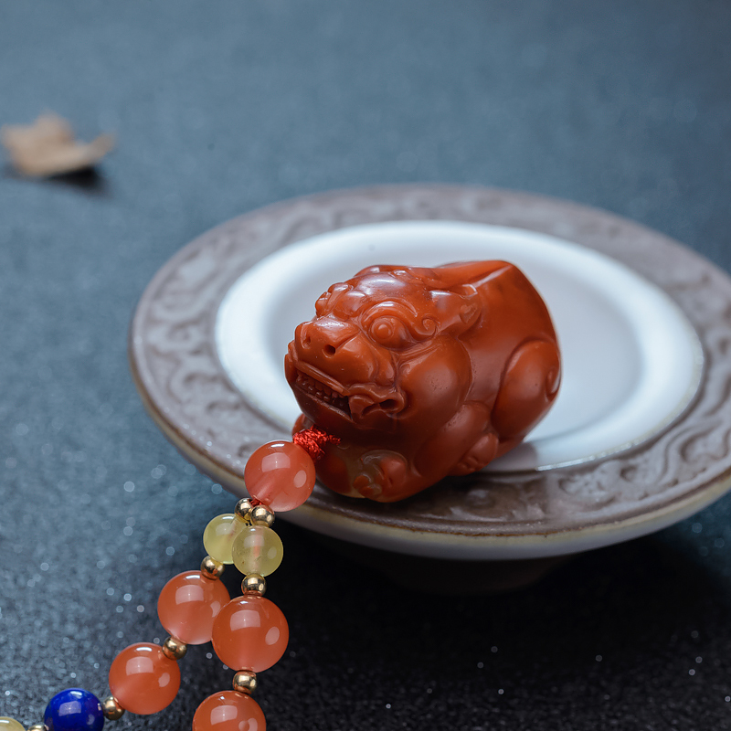 天然南红貔貅项链-红掌柜