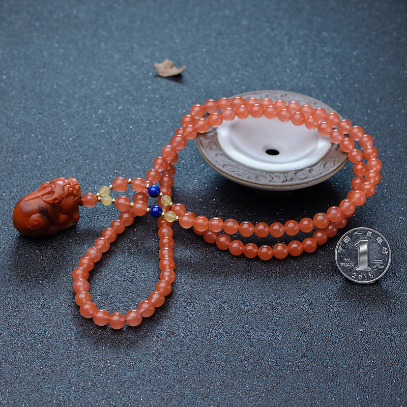 川料天然南红貔貅项链-红掌柜