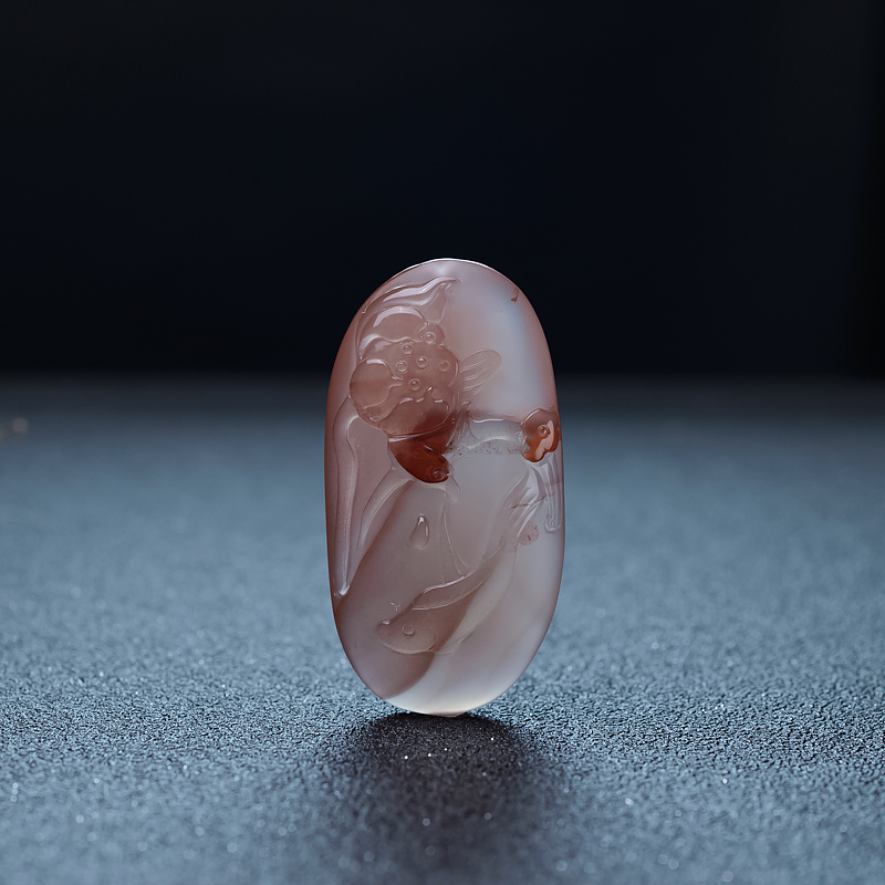 四川天然冰飘料南红连年有余吊坠-红掌柜