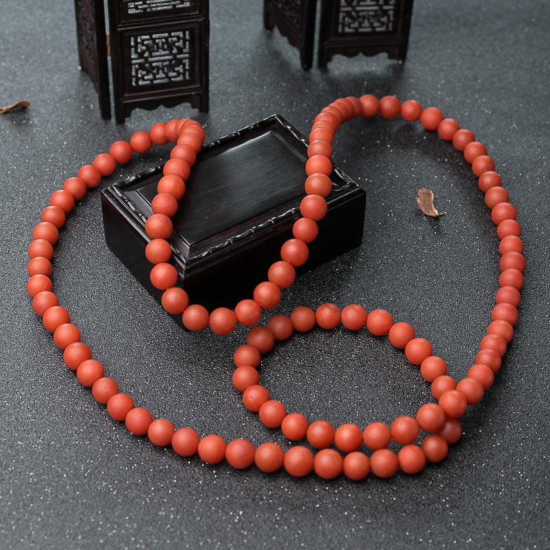 天然柿子红南红长链-红掌柜