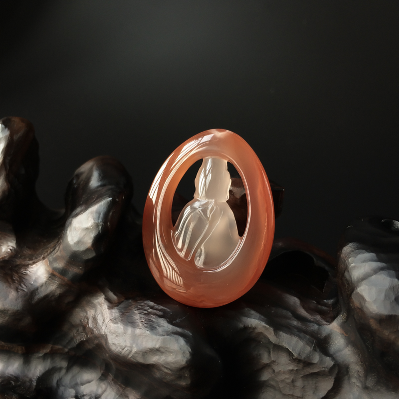 冰飘南红佛吊坠 - 红掌柜