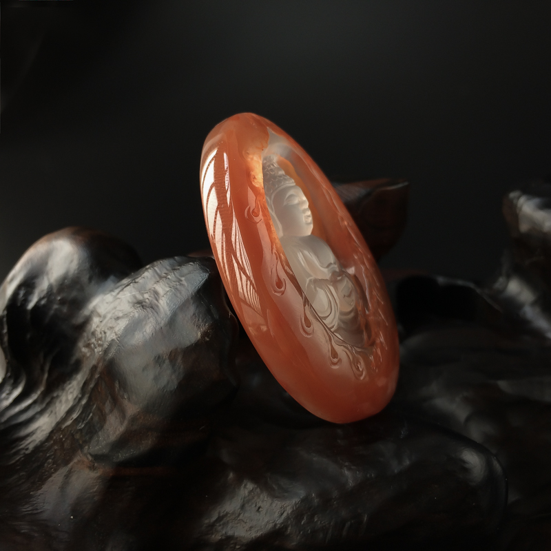 川料冰飘南红吊坠 - 红掌柜