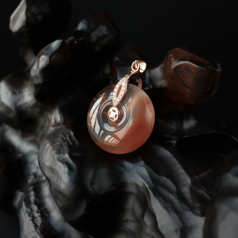 冰飘南红平安扣吊坠 - 红掌柜