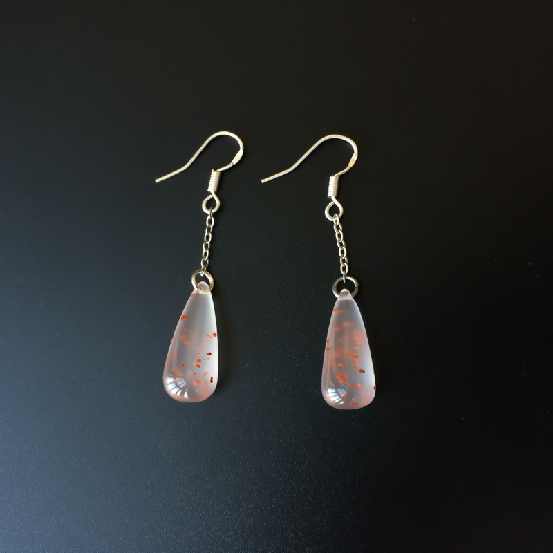 银镶冰飘南红耳坠-红掌柜