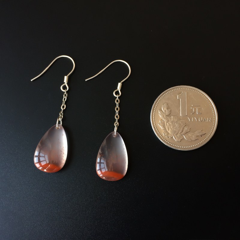 天然冰飘南红耳坠-红掌柜