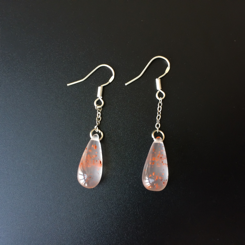 银镶冰飘南红耳坠-红掌柜