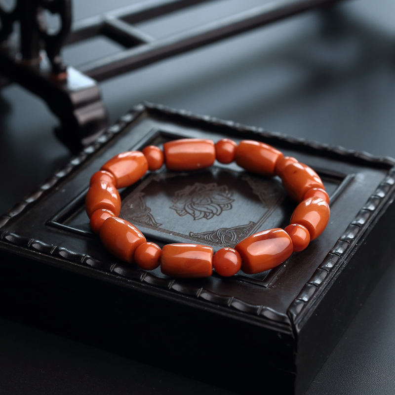 柿子红南红桶珠手串-红掌柜