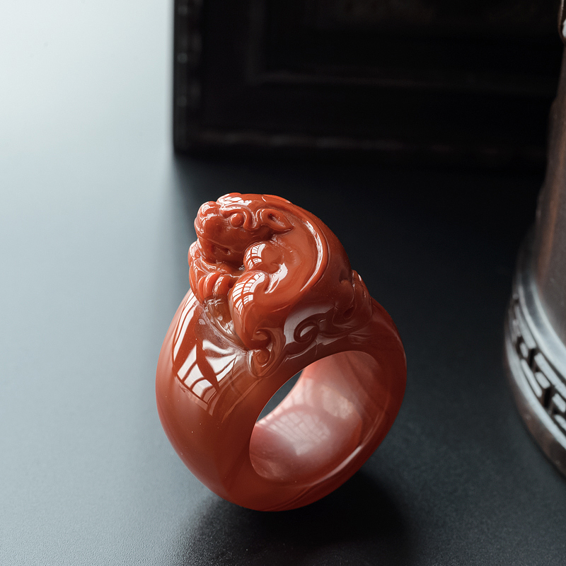 柿子红南红扳指-红掌柜