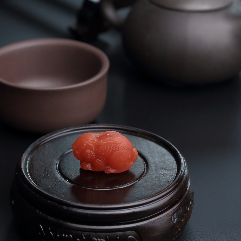 樱桃红南红兔子吊坠 - 红掌柜