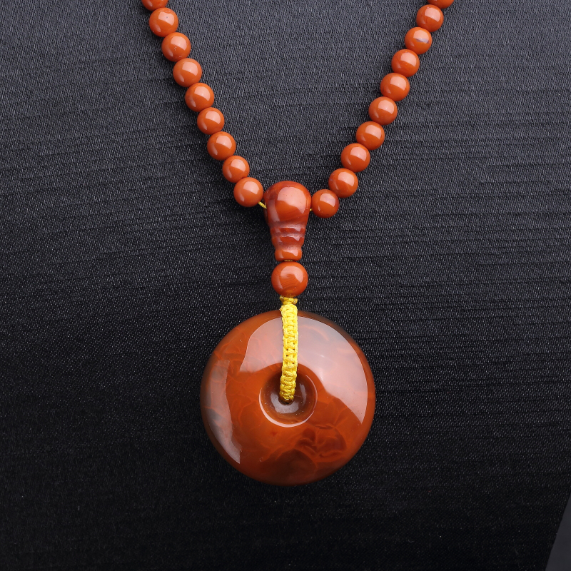 四川柿子红南红平安扣项链-红掌柜