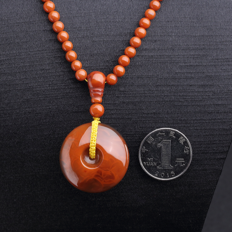 柿子红南红平安扣项链-红掌柜