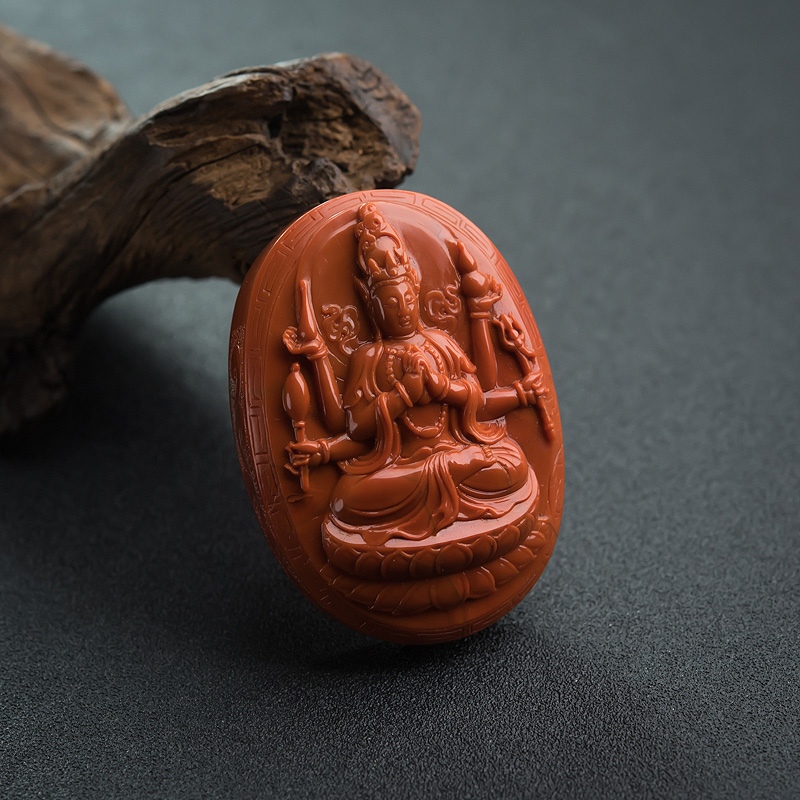 柿子红南红观音吊坠-红掌柜