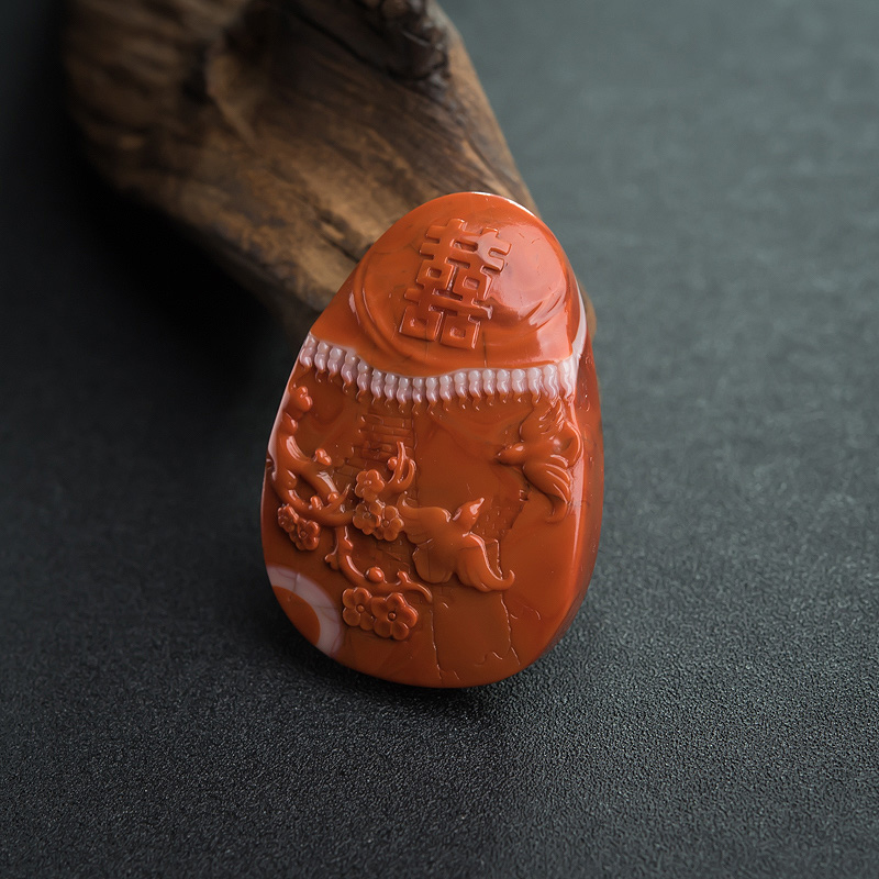 红白料南红玛瑙吊坠-红掌柜