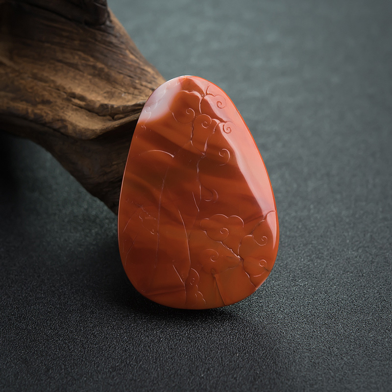 天然红白料南红喜上眉梢吊坠-红掌柜