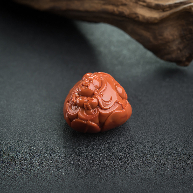 南红莲花童子吊坠-红掌柜