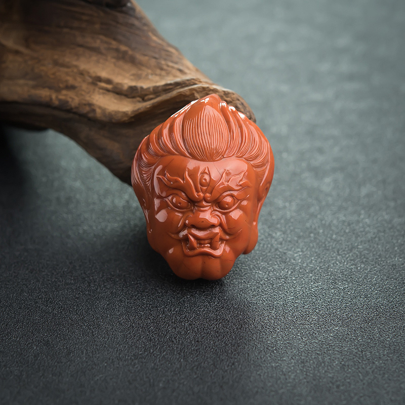 柿子红南红大黑天吊坠-红掌柜