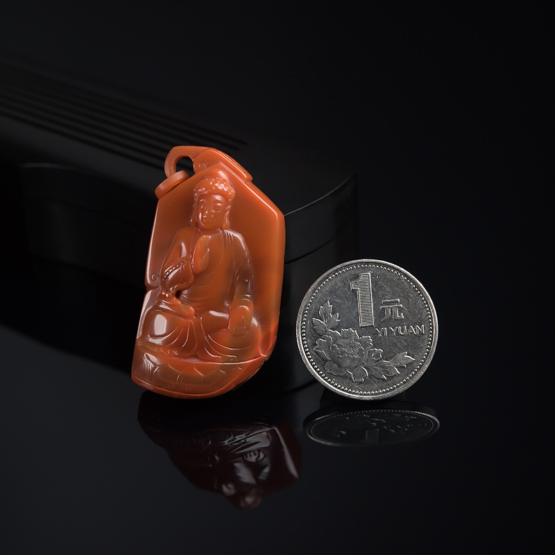 南红大日如来吊坠-红掌柜