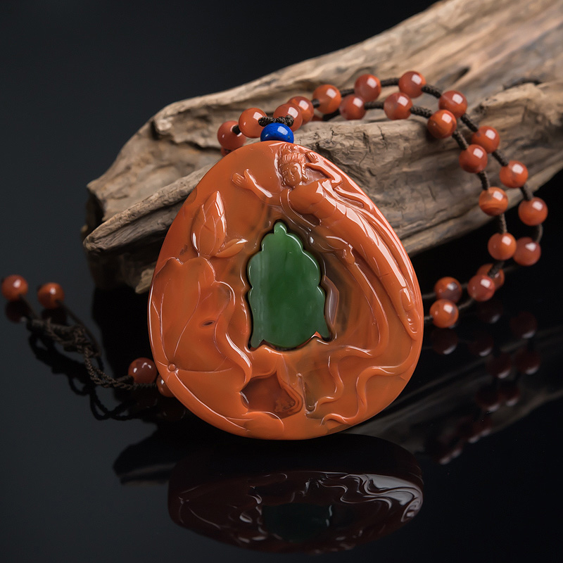 柿子红南红九天玄女吊坠-红掌柜