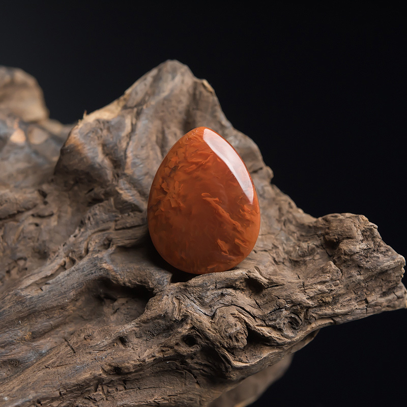 四川火焰纹南红水滴吊坠-红掌柜