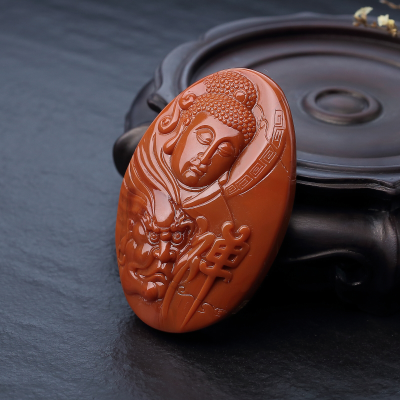 天然柿子红南红一念之间吊坠-红掌柜