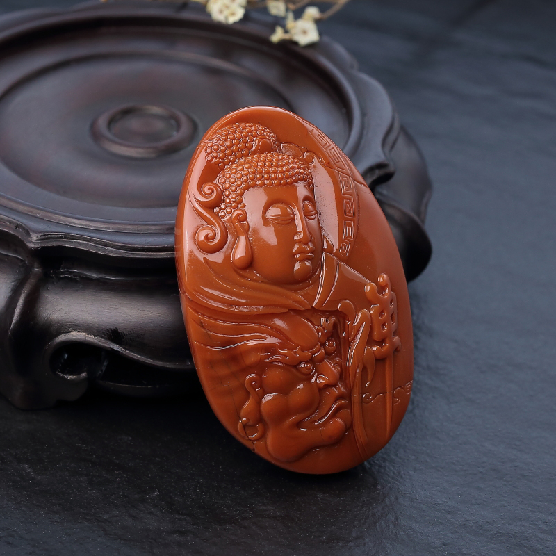 川料柿子红南红一念之间吊坠-红掌柜